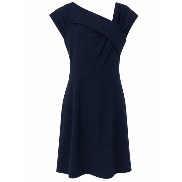 J. Crew Dresses & Skirts - J. Crew Navy Blue Asymmetrical Neckline Sheath Dress Size 6T Tall Cap Sleeve